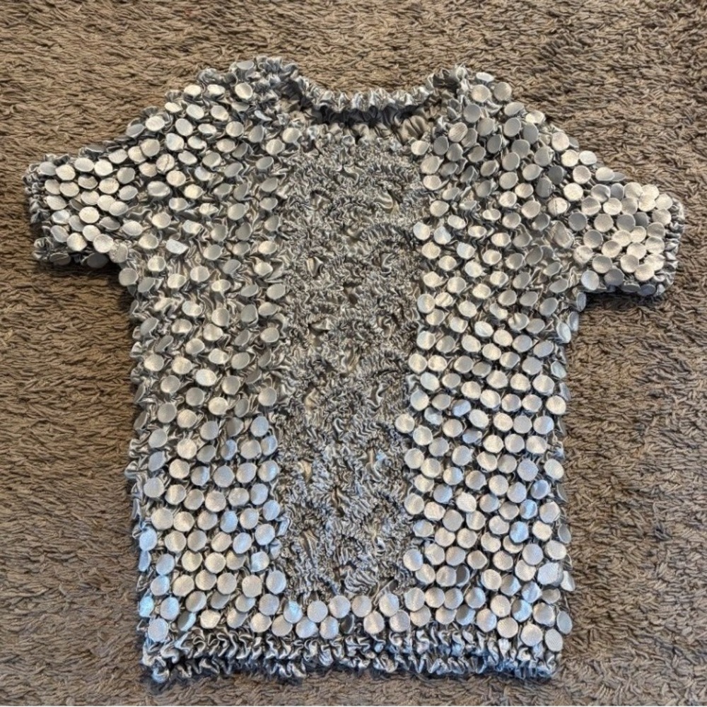 Women's Silver Stretch Sleeveless Top Metallic Disc Embellished Tank One Size